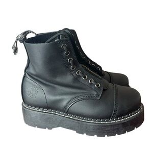 Grinders Black Cameron ACS Leather Ankle Boots Size 40 EU; 9 US Womens